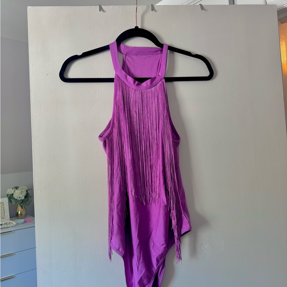 Purple Fringe Halter Top
